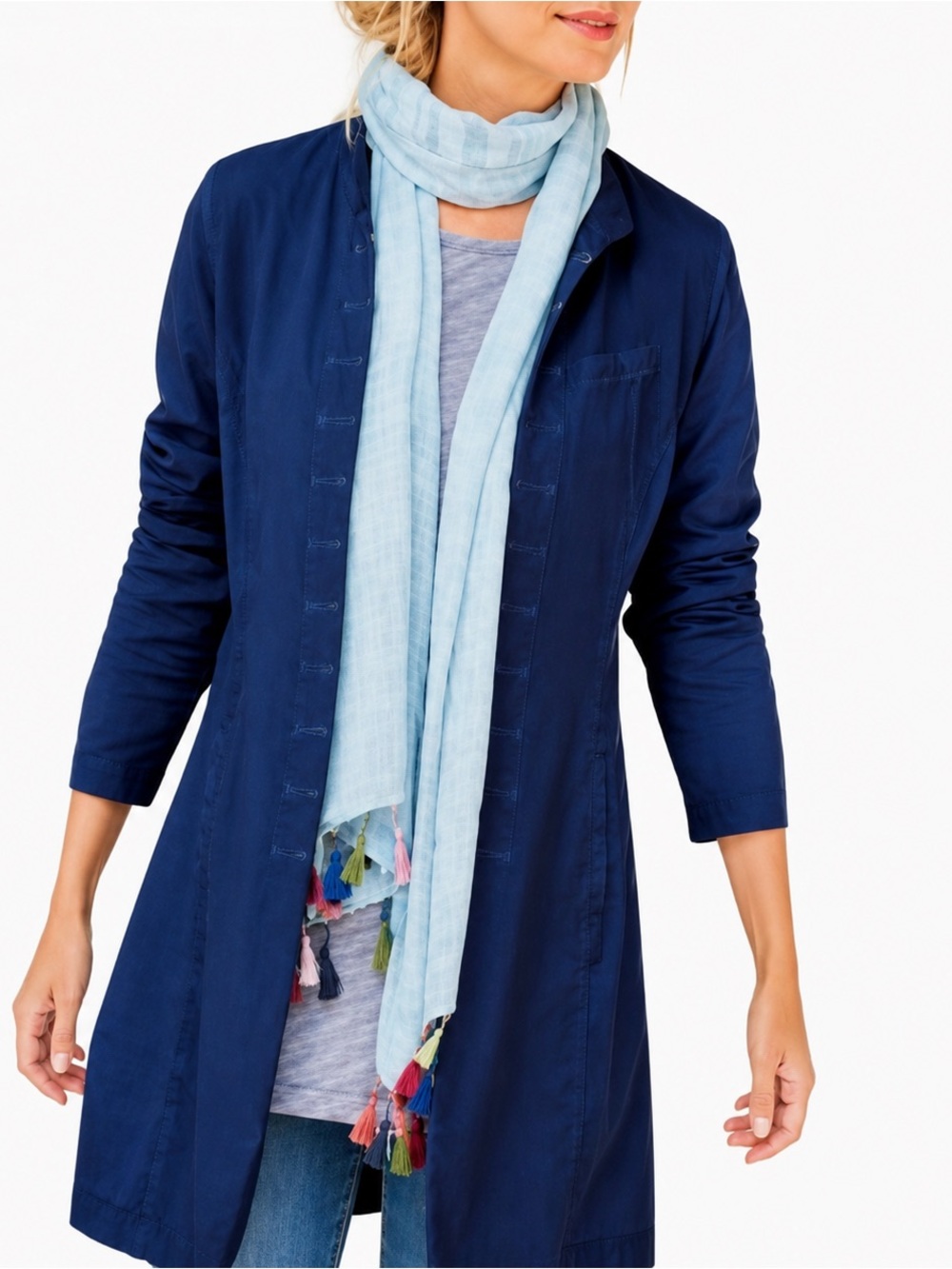 Soft Surroundings Military Style Cardigan Sweater In Navy Blue Size XL